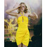 Sandra Stachura Luxury Design Sukienka koktajlowa Sukienka z marszczeniem Żółty Slim Fit