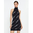 ROTATE Sukienka dzianinowa Sequin Logo 110112100 Czarny Slim Fit