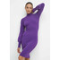 Medicine Sukienka damska prążkowana midi w stylu casual kolor fioletowy