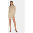 Calvin Klein Sukienka dzianinowa Iconic K20K206119 Beżowy Slim Fit