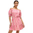 Orsay Różowa sukienka lniana w paski z odkrytymi ramionami 471661-98