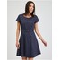 Orsay Granatowa damska sukienka w kropki z paskiem 490458526000