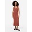 H&M Długa sukienka z dzianiny - 1176818001 Ceglastoczerwony