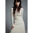 H&M Sukienka bodycon z dzianiny w prążki - 1203425001 Naturalna biel