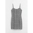 H&M Dopasowana sukienka - Bez rękawów - Krótka - -ONA 1036837011 Czarny/Wzór