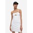 H&M Sukienka bandeau z dzianiny w prążki - 1145527002 Biały