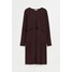 H&M MAMA Prążkowana sukienka dla karmiącej - 1088892003 Burgundowy