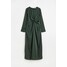 H&M MAMA Satynowa sukienka z węzłem - 1084992001 Ciemnozielony