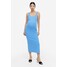 H&M MAMA Prążkowana sukienka bez rękawów - 1116373002 Niebieski