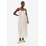 H&M MAMA Bawełniana sukienka trapezowa - 1115894001 Beżowy/Białe paski