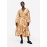 H&M Długa sukienka kopertowa - 1170241001 Kremowy/Beżowy wzór