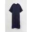 H&M Długa sukienka z domieszką jedwabiu - 1077014005 Ciemnoniebieski