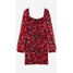 H&M Marszczona sukienka z siateczki - 1137050004 Czerwony/Kwiaty