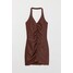 H&M Sukienka z mocowaniem na karku - 1052293003 Ciemnobrązowy/Brokatowy