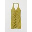 H&M Sukienka z mocowaniem na karku - 1052293003 Oliwkowy/Złocisty brokat