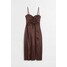 H&M Satynowa sukienka - 1066900001 Ciemnobrązowy