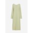 H&M Koronkowa sukienka - Okrągły dekolt - Długi rękaw - 1171201008 Jasnozielony