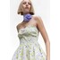 H&M Bawełniana sukienka z elastycznym marszczeniem - 1163482002 Jasnożółty/Kwiaty