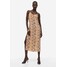 H&M Krepowana sukienka na ramiączkach - 1174789001 Beżowy/Wzór wężowej skóry