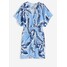 H&M Sukienka z dekoltem w serek - 1169790001 Jasnoniebieski/Palmy