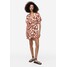 H&M Sukienka z dekoltem w serek - 1169790002 Kremowy/Brązowy wzór