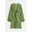 H&M Sukienka z ozdobnym węzłem i wycięciem - 1100164002 Zielony/Wzór