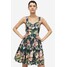 H&M Bawełniana sukienka z wiązanym detalem - 1164669001 Czarny/Kwiaty