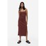 H&M Dzianinowa sukienka z odkrytymi plecami - 1172004001 Ciemnobrązowy