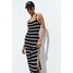 H&M Dzianinowa sukienka z odkrytymi plecami - 1172004001 Czarny/Paski