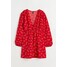 H&M Sukienka z krepy - 1088749001 Czerwony/Motyle