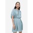 H&M Satynowa sukienka z wiązaniem - 1159101001 Turkusowy