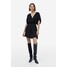 H&M Satynowa sukienka z wiązaniem - 1159101001 Czarny