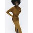 H&M Marszczona sukienka z półgolfem - 1206471002 Brązowy