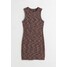 H&M Sukienka z dzianiny w prążki - 1057908005 Ciemnobrązowy/Wzór