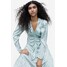H&M Marszczona sukienka satynowa - 1156793003 Biały/Panterka