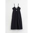 H&M Sukienka z dekoltem w serek i sznurkiem - 1078003004 Black