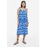 H&M Bawełniana sukienka na wiązanych ramiączkach - 1173401002 Jaskrawoniebieski/Wzór