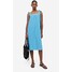 H&M Bawełniana sukienka na wiązanych ramiączkach - 1173401001 Niebieski