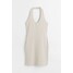 H&M Bawełniana sukienka z mocowaniem na karku - 1033202010 Jasnobeżowy