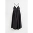 H&M Bawełniana sukienka w serek - 1077926003 Czarny