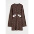 H&M Dzianinowa sukienka - 1053643001 Ciemnobrązowy/Wzór