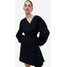 H&M Kopertowa sukienka z domieszką lnu - 1161640001 Czarny