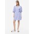 H&M Kopertowa sukienka z domieszką lnu - 1161640001 Niebieski/Paski