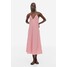 H&M Bawełniana sukienka z mocowaniem na karku - 1164383001 Czerwony/Paski