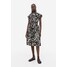H&M Kreszowana sukienka bawełniana - 1139049002 Czarny/Wzór