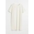 H&M T-shirtowa sukienka frotte - 1059268004 Kremowy