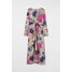 H&M Sukienka z ozdobnym węzłem - 1006800001 Beżowy/Kwiaty