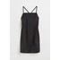 H&M Satynowa sukienka na ramiączkach - 1074745001 Czarny