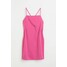 H&M Satynowa sukienka na ramiączkach - 1074745001 Wiśniowy
