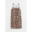 H&M Satynowa sukienka na ramiączkach - 1074745001 Beżowy/Panterka
